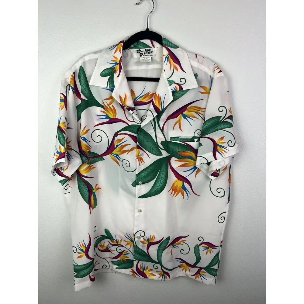 Men's Hilo Hattie Hawaiian shirt Made in Hawaii Size XL floral‎ single stitch